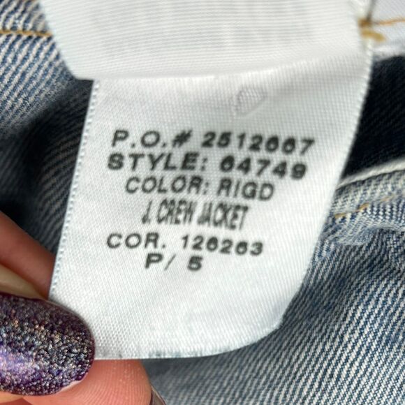 J.Crew Vintage Distressed Denim Jean Jacket Relaxed Fit Medium Blue Wash Women M - Picture 14 of 16